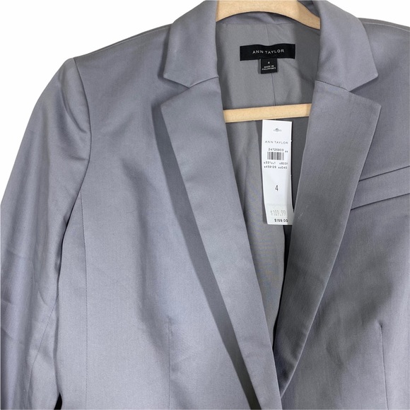 NWT Ann Taylor Light Grey The One-Button Blazer sz 4 - Picture 3 of 5